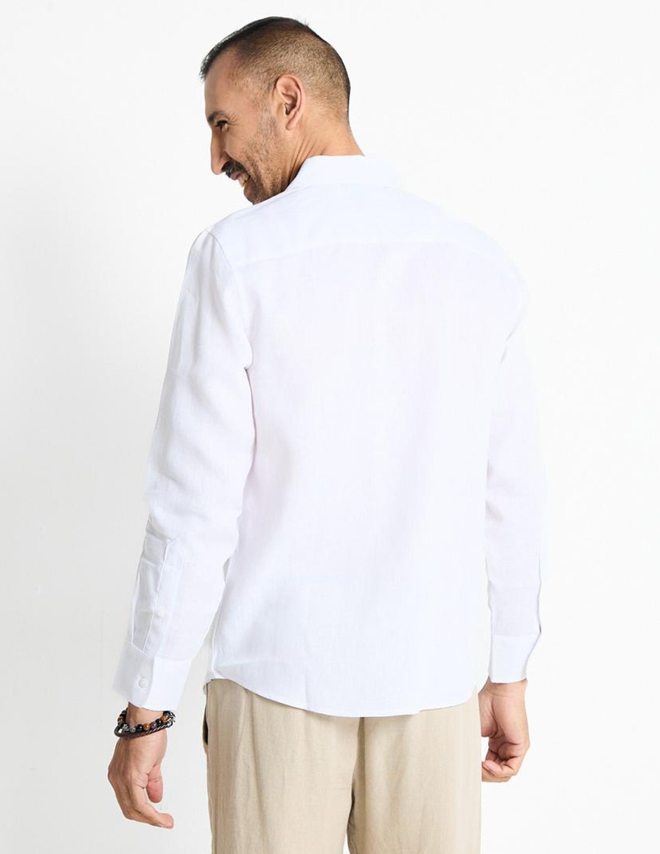 Camisa casual de lino manga larga para hombre 2