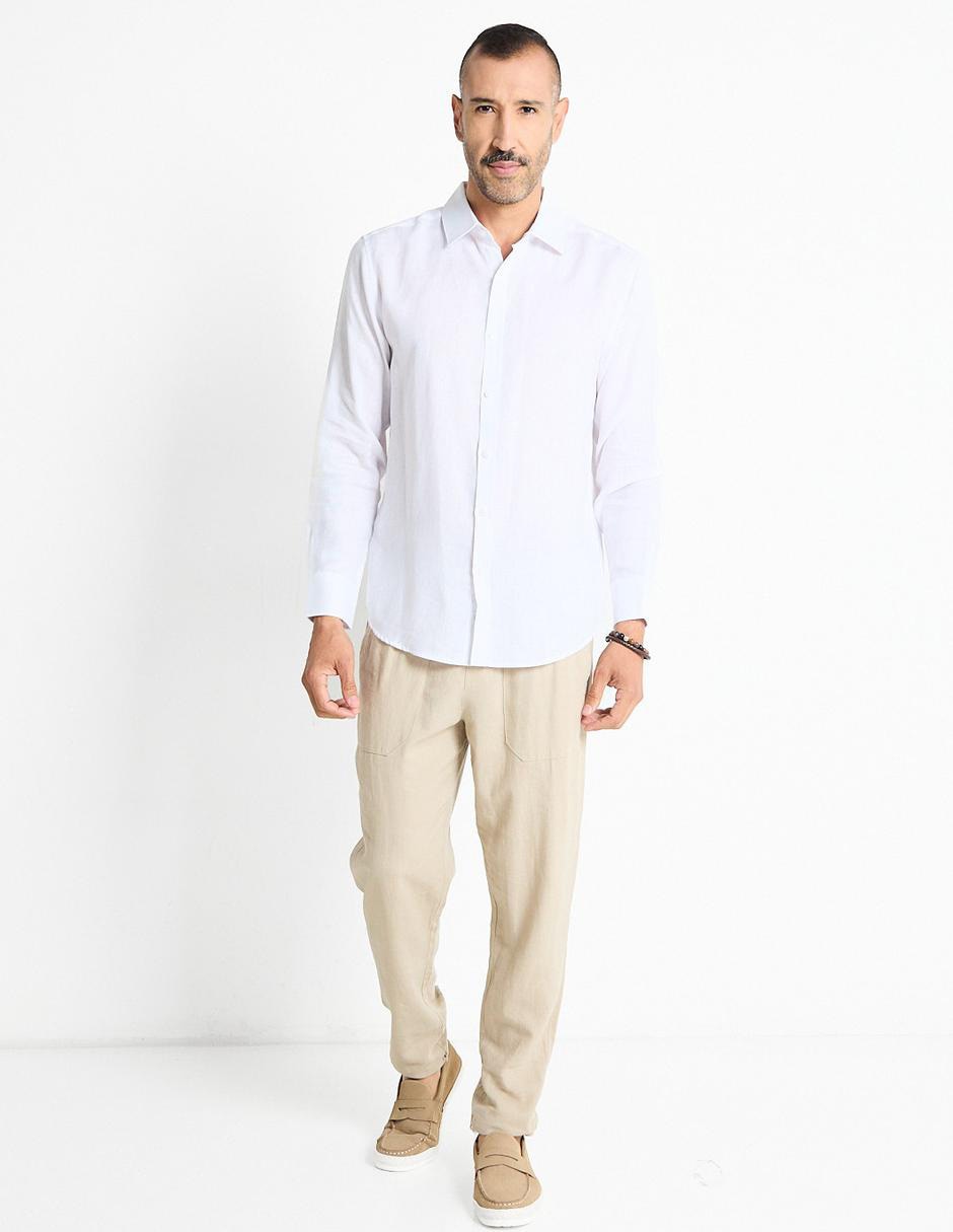 Camisa casual de lino manga larga para hombre 3