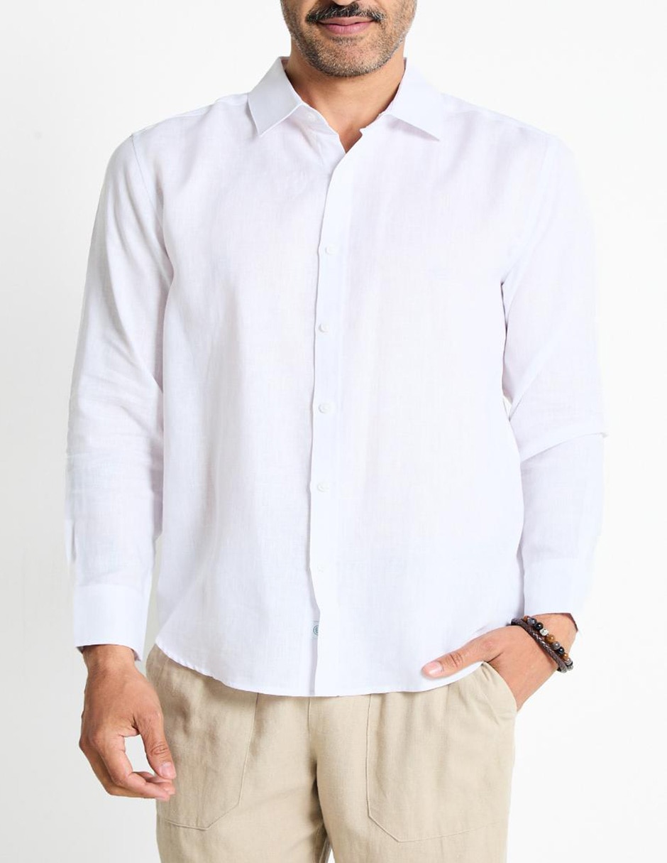 Camisa casual de lino manga larga para hombre 4