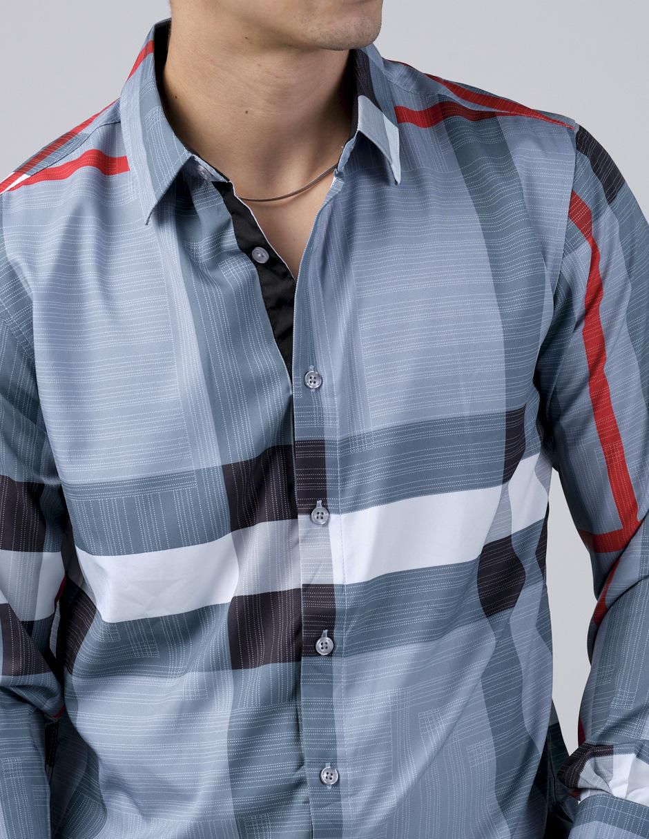 "camisa/sobrecamisa" casual pavini "de" (si aplica) poliéster y algodón "manga" larga "para hombre"
