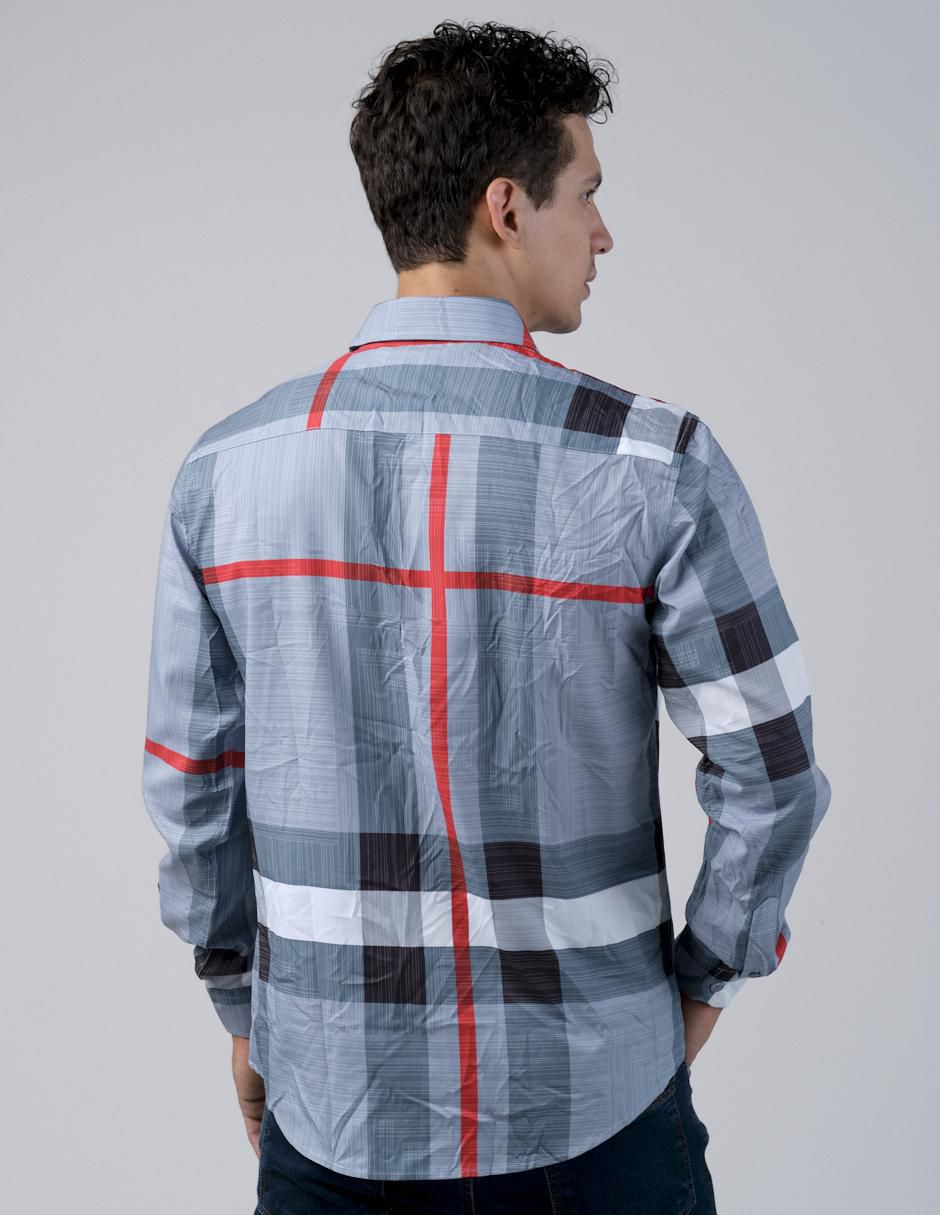 "camisa/sobrecamisa" casual pavini "de" (si aplica) poliéster y algodón "manga" larga "para hombre"
