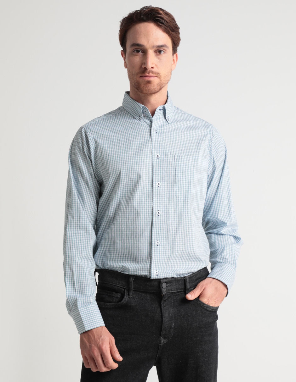 Camisa casual de algodón manga larga para hombre 1
