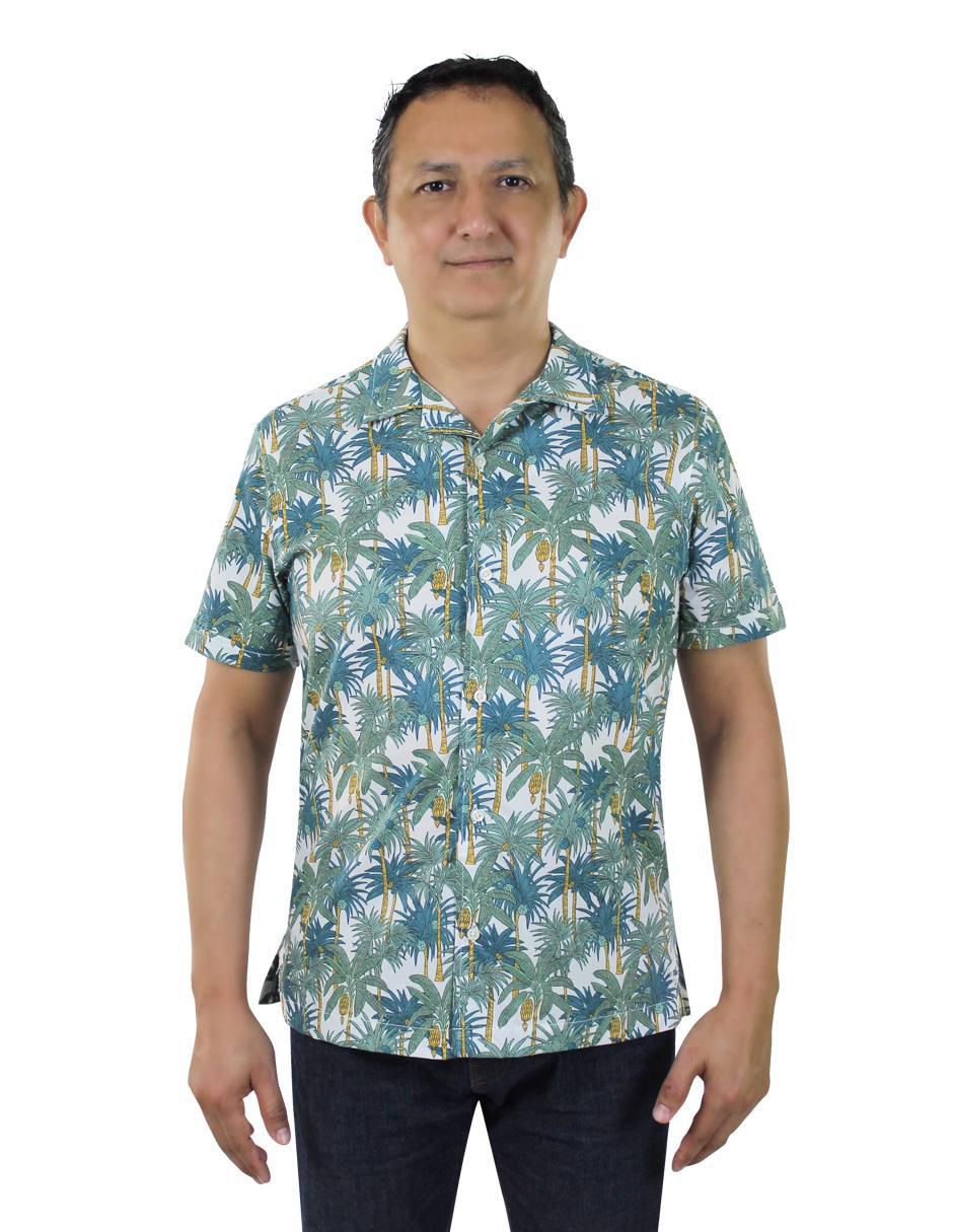 Camisa playa de algodón manga corta para hombre