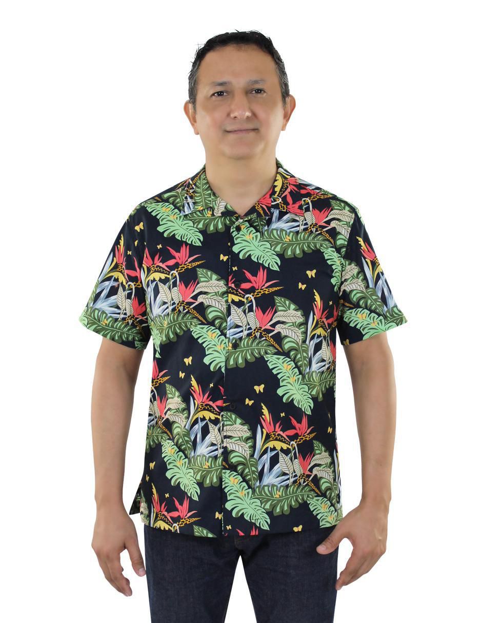 Camisa playa de algodón manga corta para hombre