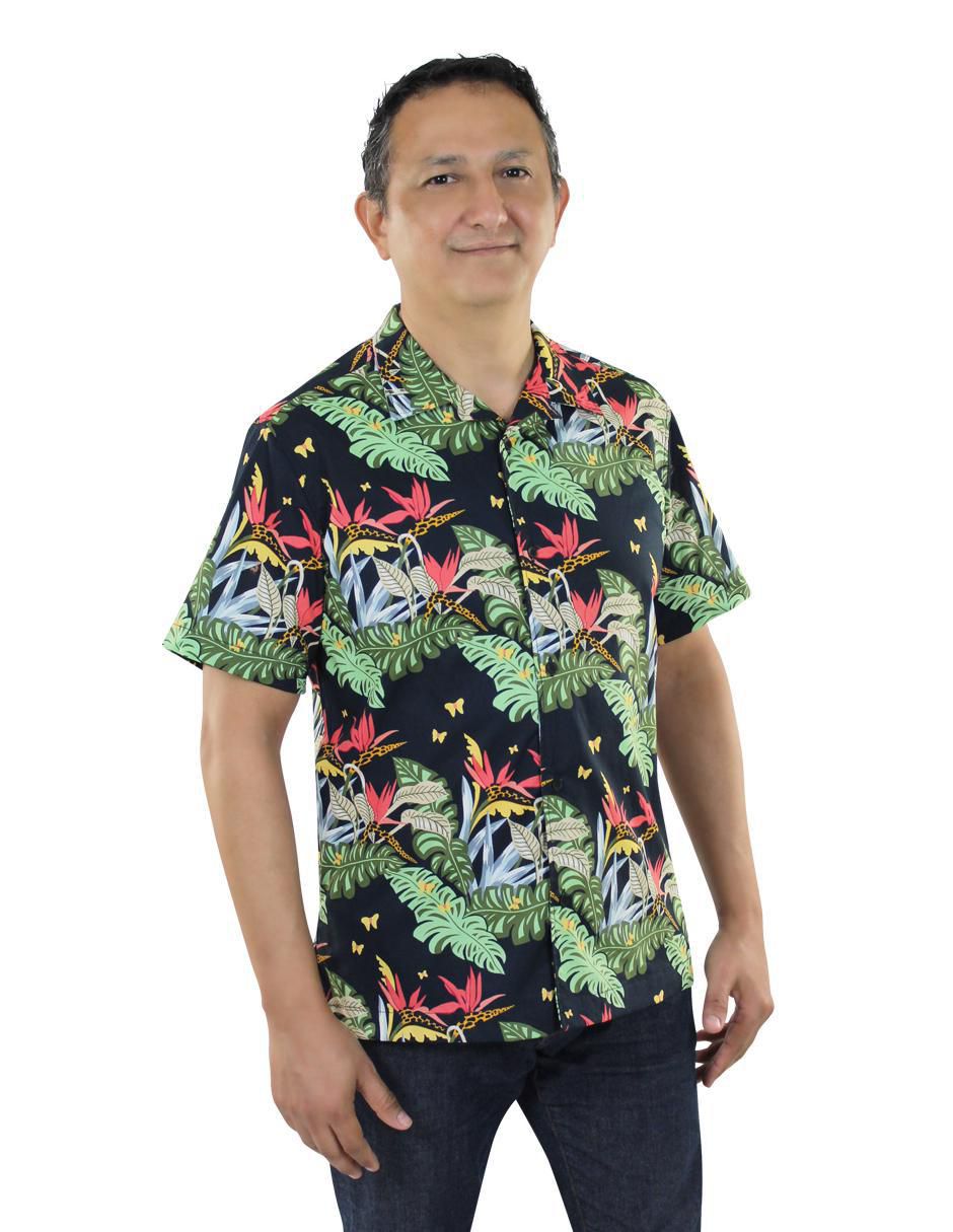 Camisa playa de algodón manga corta para hombre 2