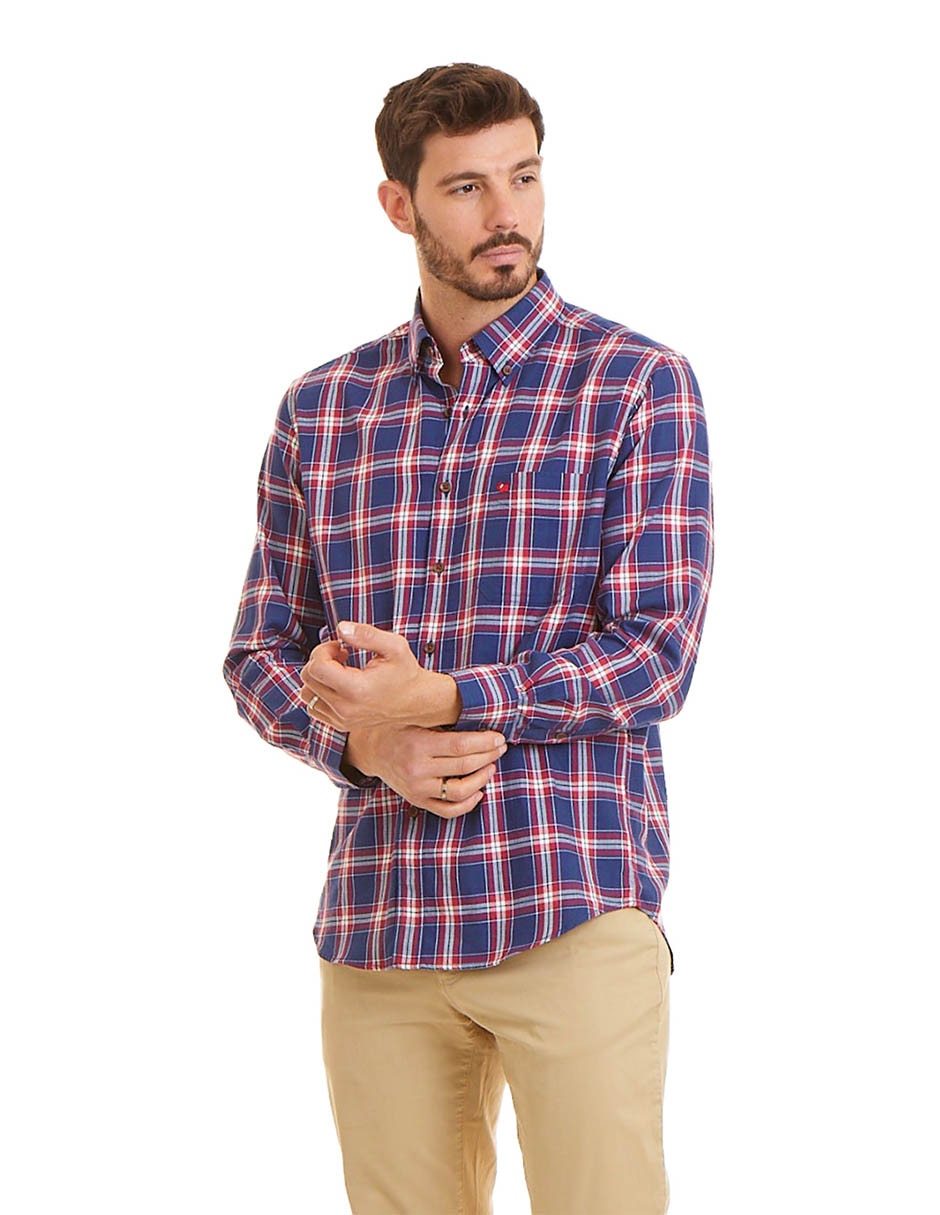 Camisa casual de algodón manga larga para hombre 1