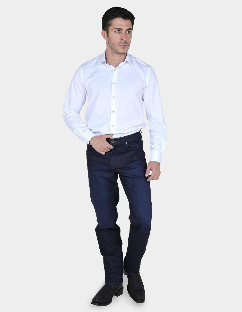 Jeans straight lavado obscuro para hombre 3