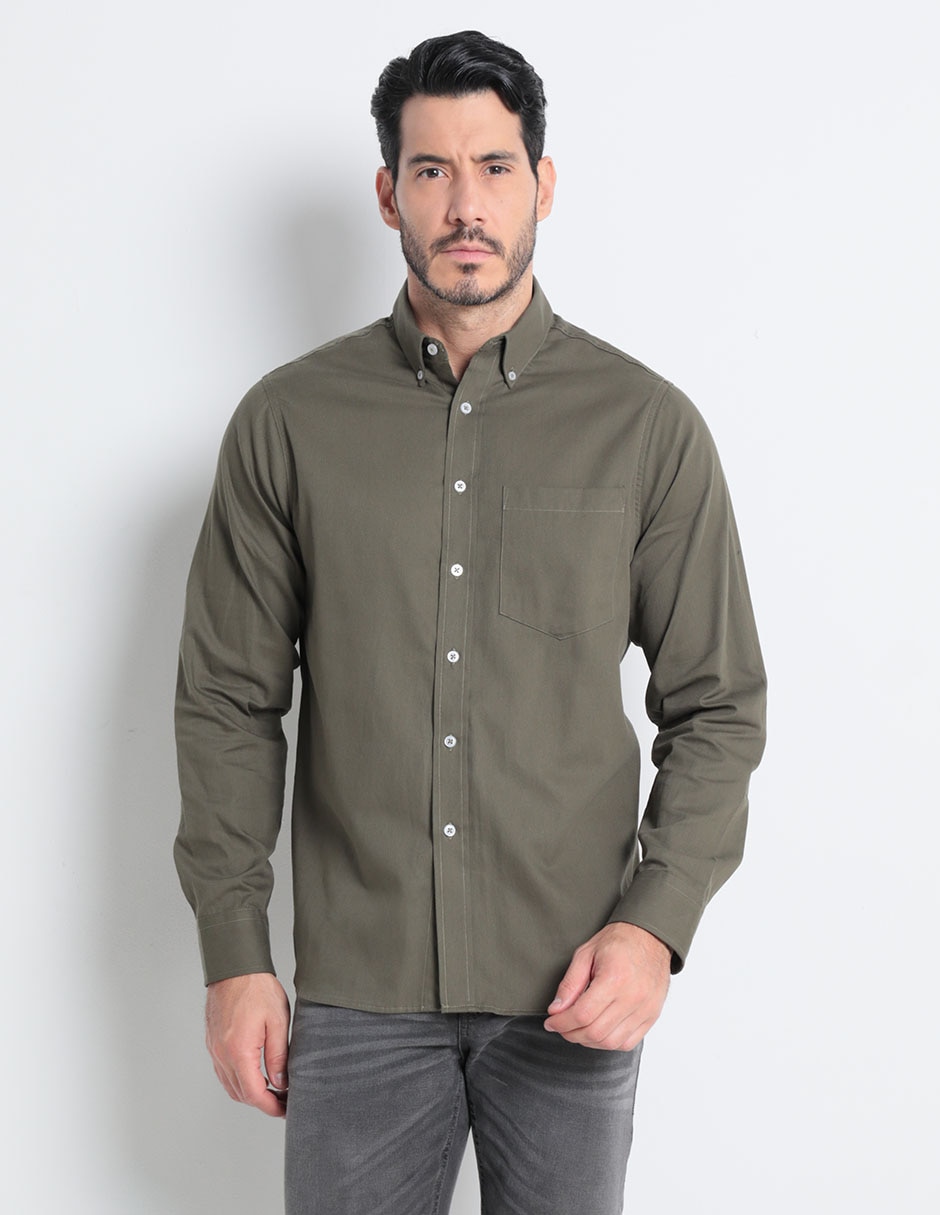 Camisa casual de algodón manga larga para hombre 1