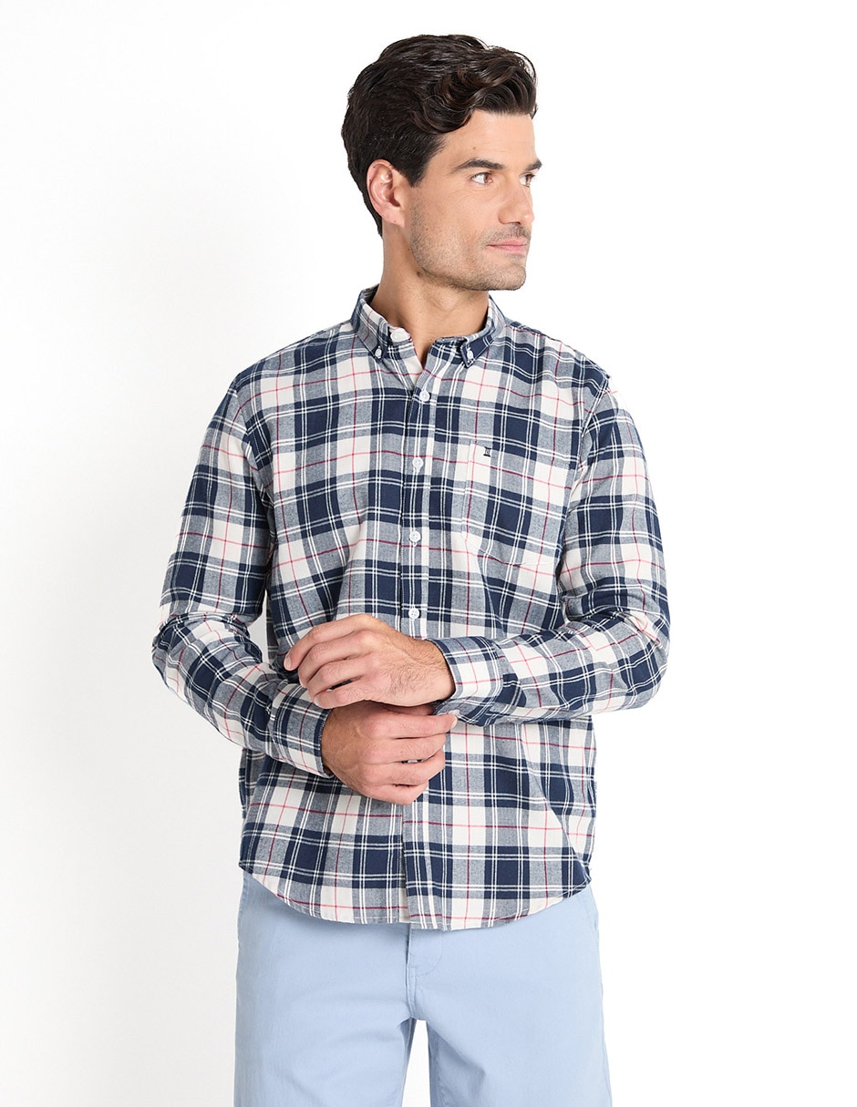 Camisa casual de algodón manga larga para hombre Camisa casual de algodón manga larga para hombre
