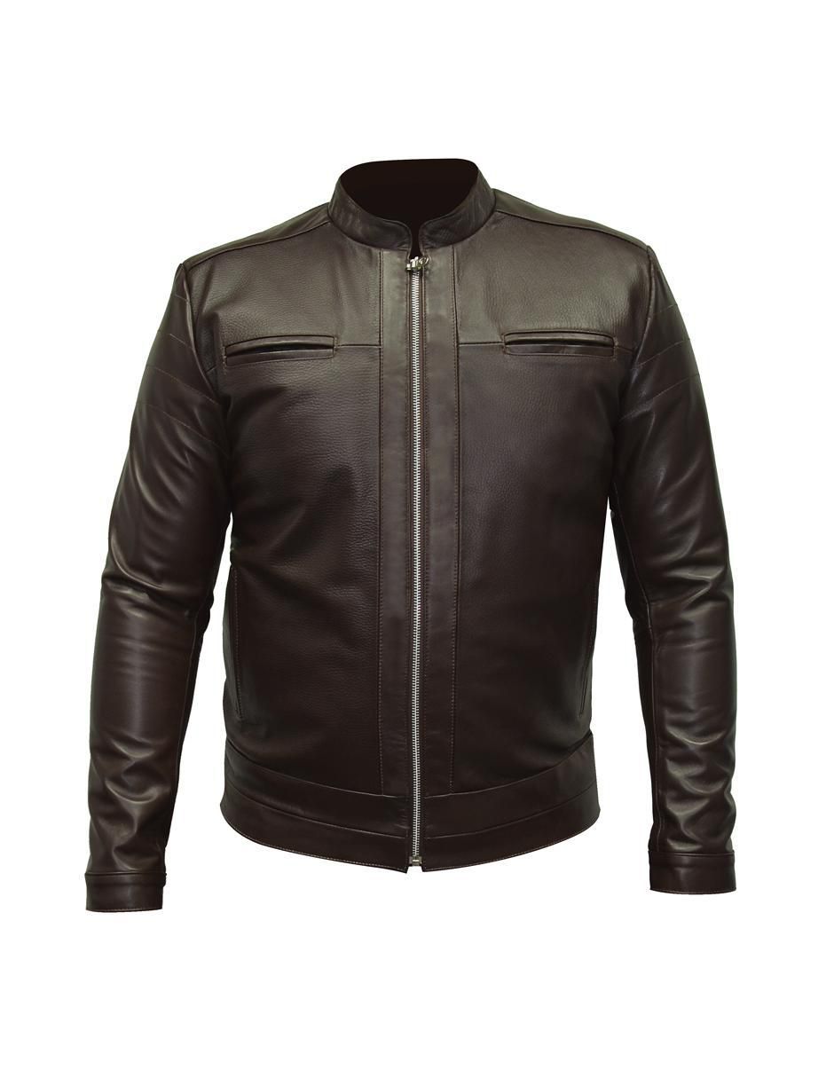 Chamarra de piel con bolsillos para hombre 2