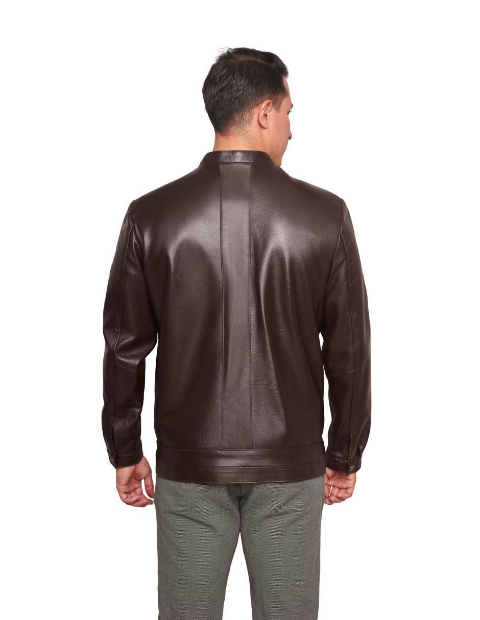 Chamarra de piel con bolsillos para hombre 3