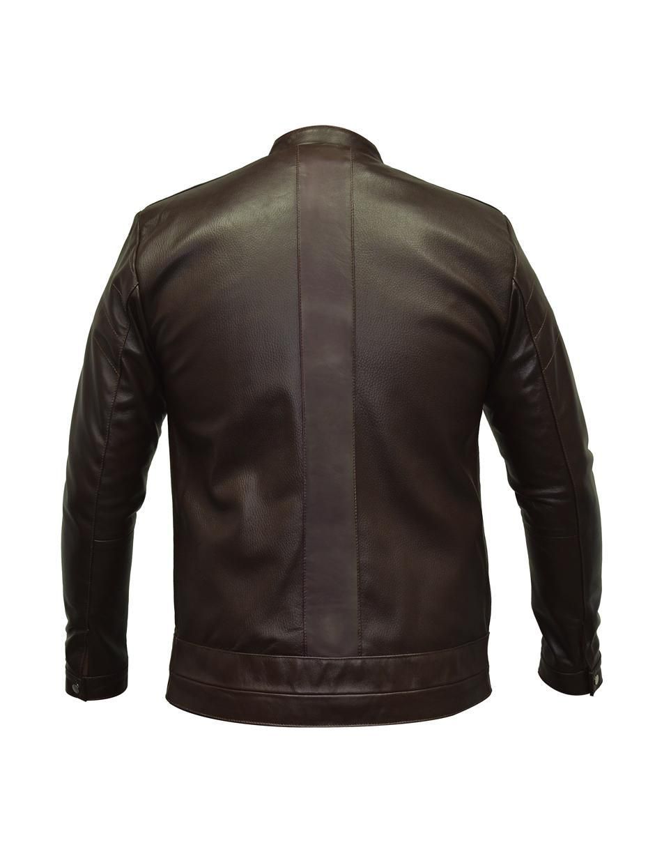 Chamarra de piel con bolsillos para hombre 4