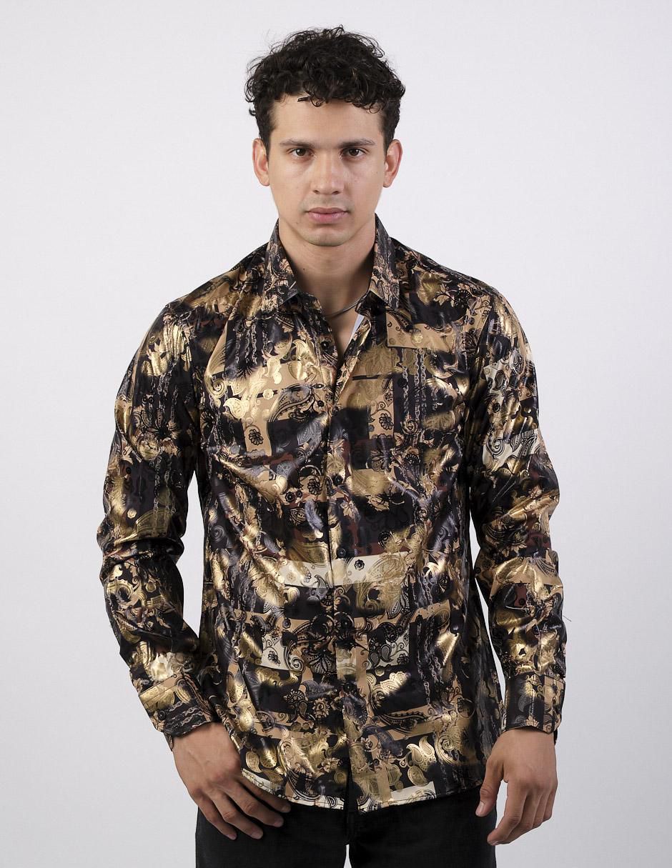 Camisa casual de algodón manga larga para hombre