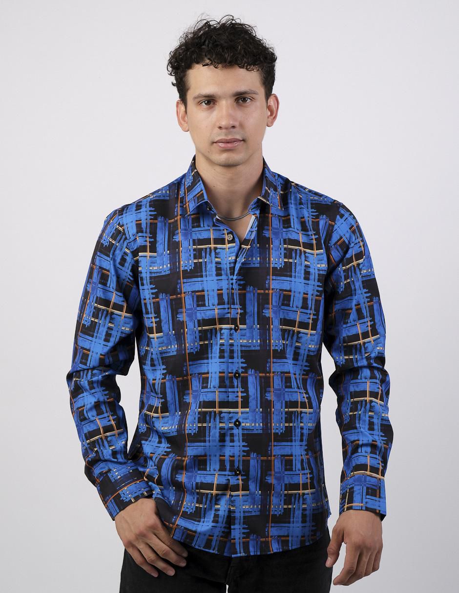 Camisa casual de algodón manga larga para hombre