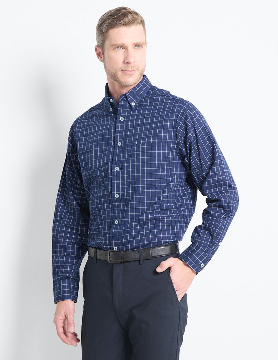Camisa casual de algodón manga larga para hombre 1