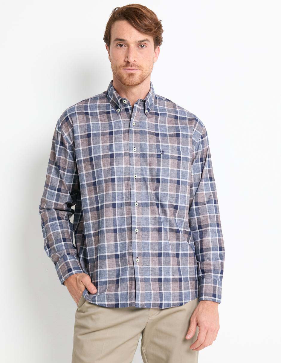Camisa casual de algodón manga larga para hombre 1