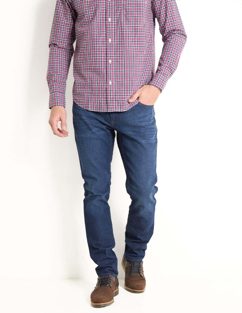 Jeans straight lavado whisker para hombre 1