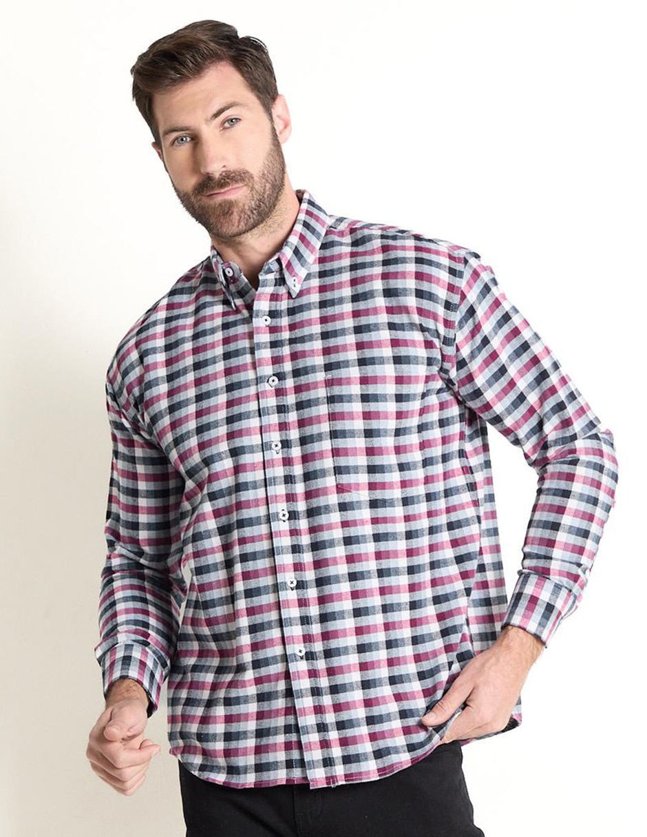 Camisa casual de algodón manga larga para hombre