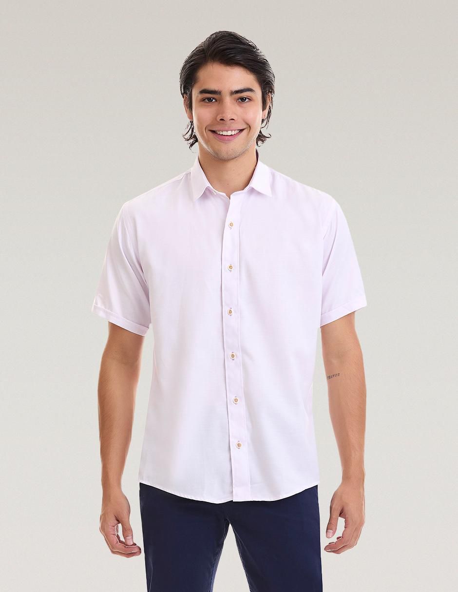Camisa business casual de manga corta para hombre