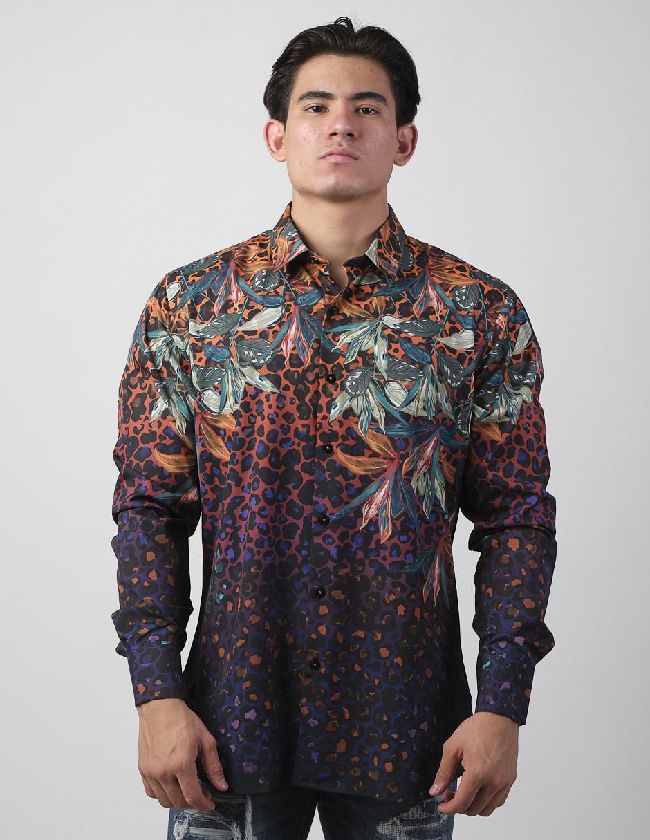 Camisa casual de algodón manga larga para hombre