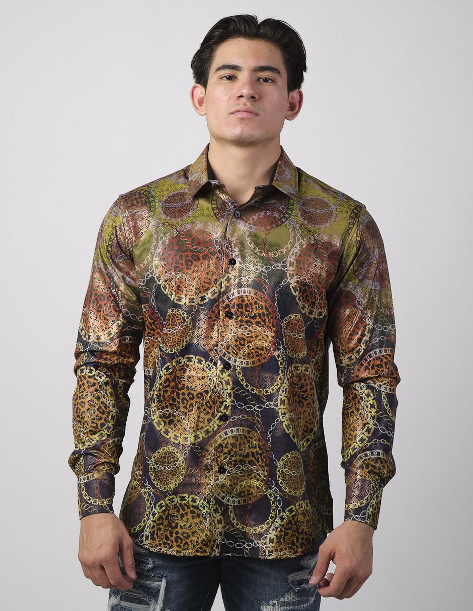 Camisa casual de algodón manga larga para hombre