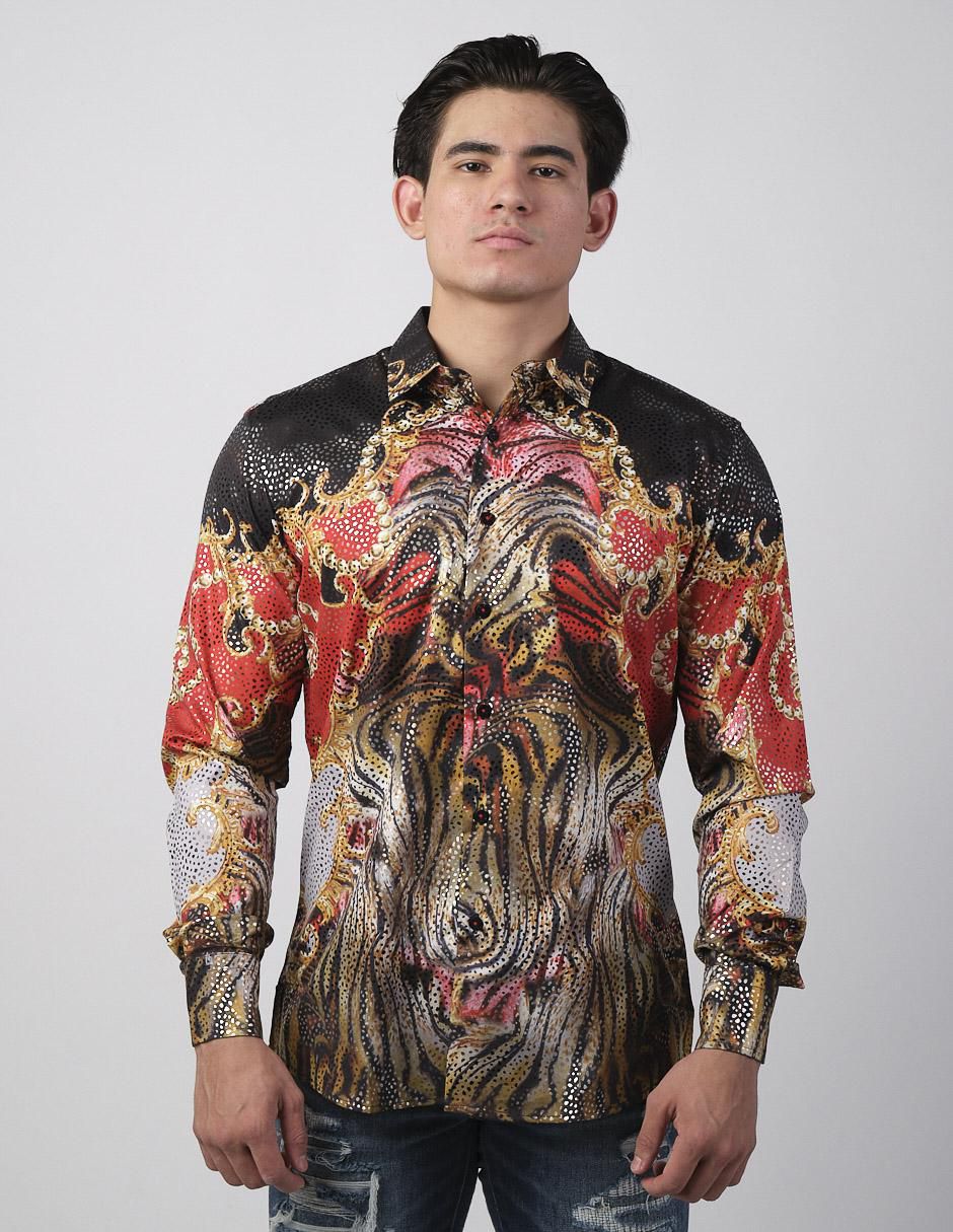 Camisa casual de algodón manga larga para hombre