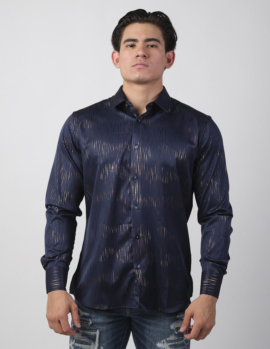 Camisa casual de algodón manga larga para hombre