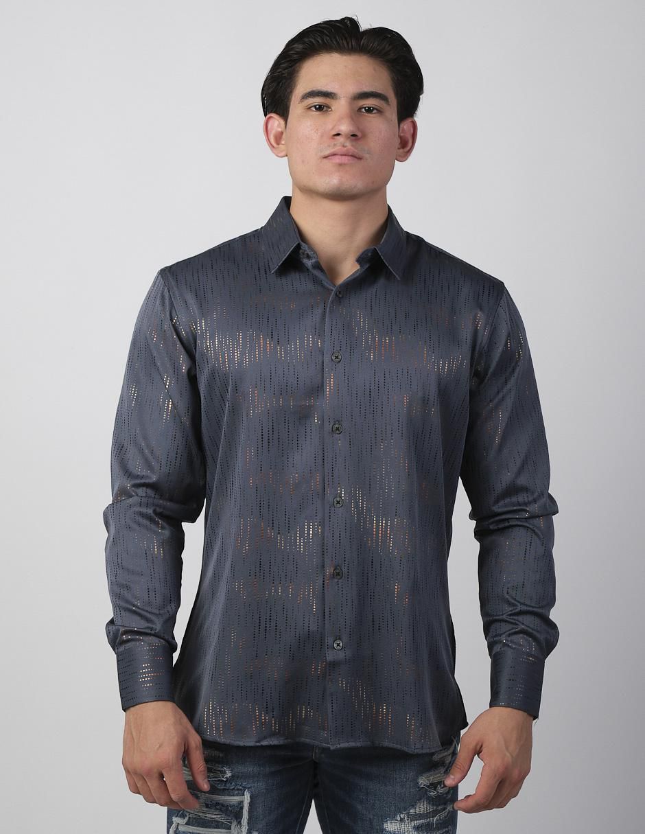 Camisa casual de algodón manga larga para hombre