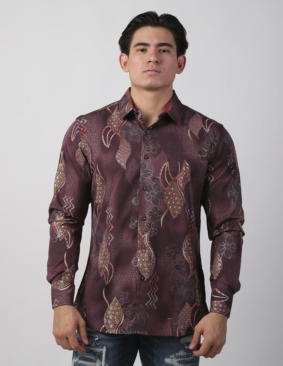 Camisa casual de algodón manga larga para hombre