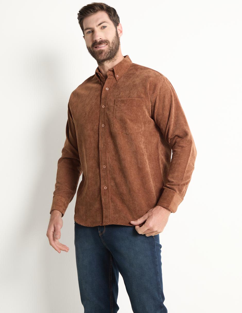 Color Café Camisa Pana Marron Camisa Casual Cavalatti De Pana