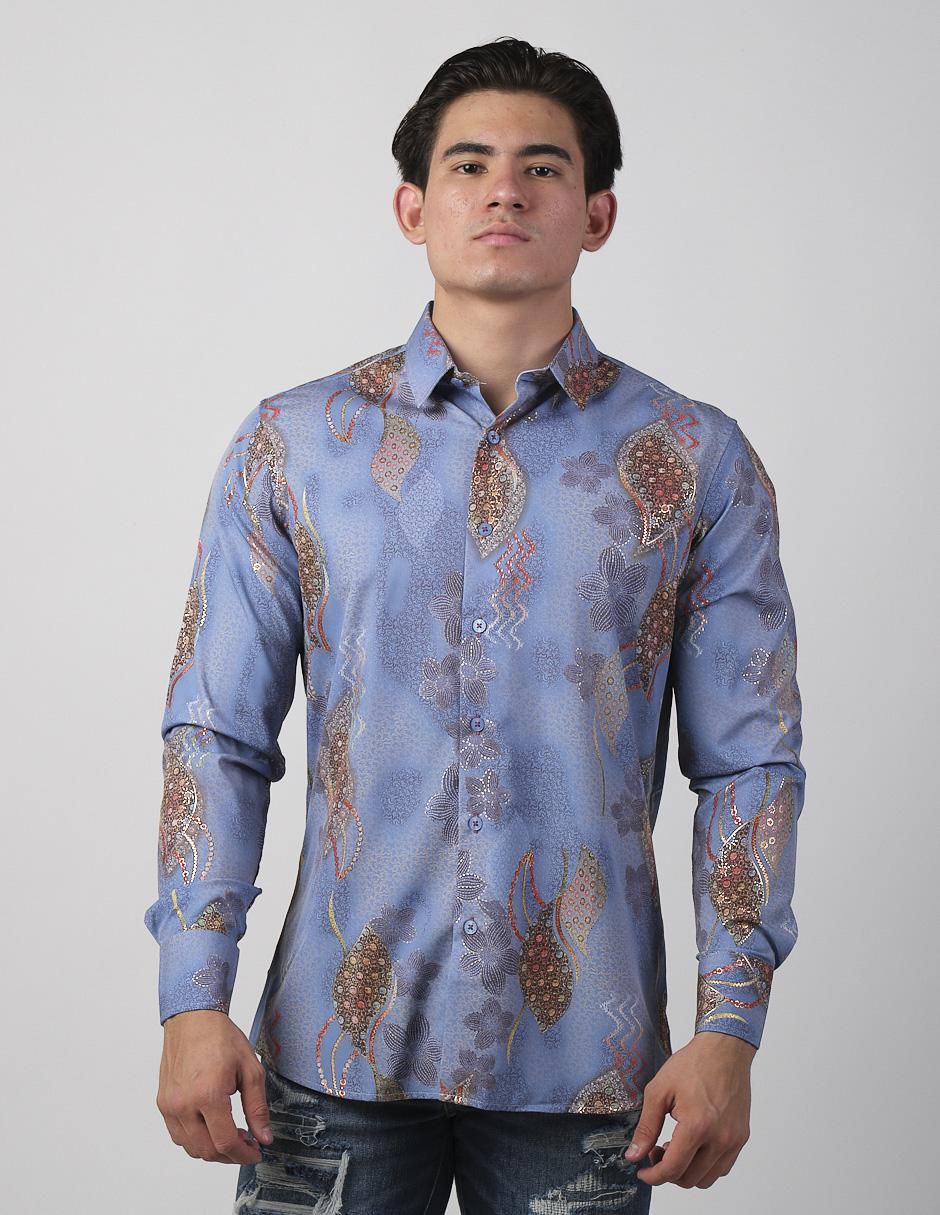 Camisa casual de algodón manga larga para hombre