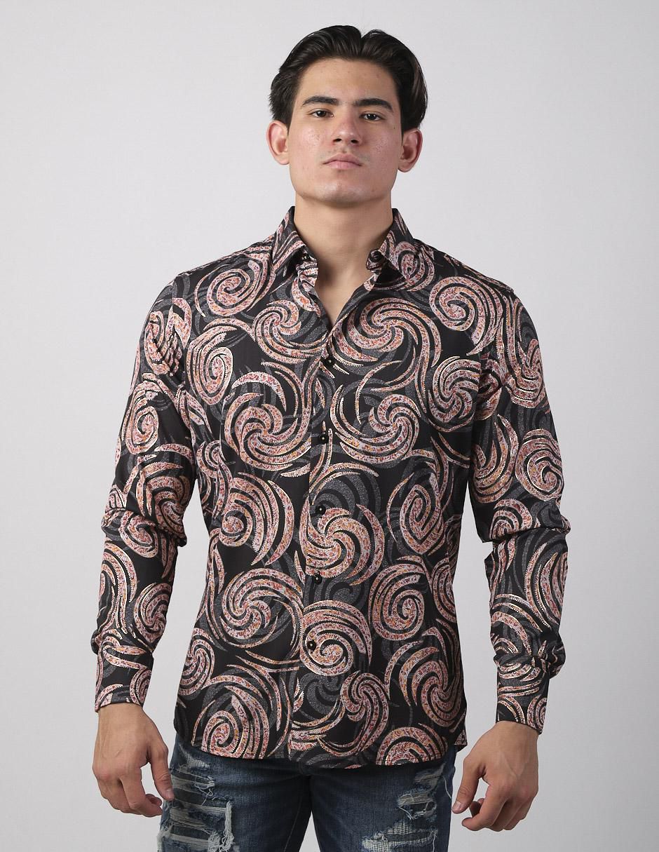 Camisa casual de algodón manga larga para hombre