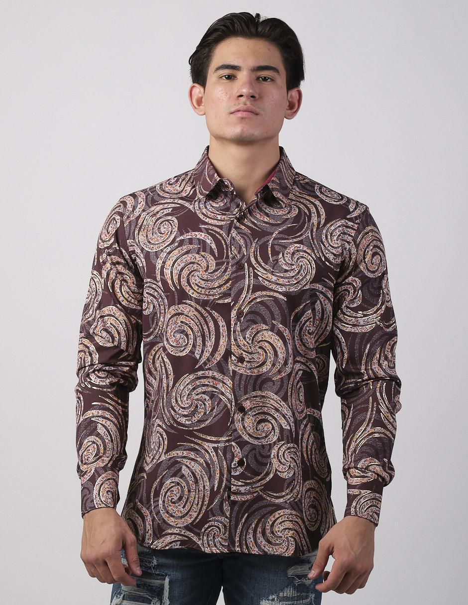 Camisa casual de algodón manga larga para hombre
