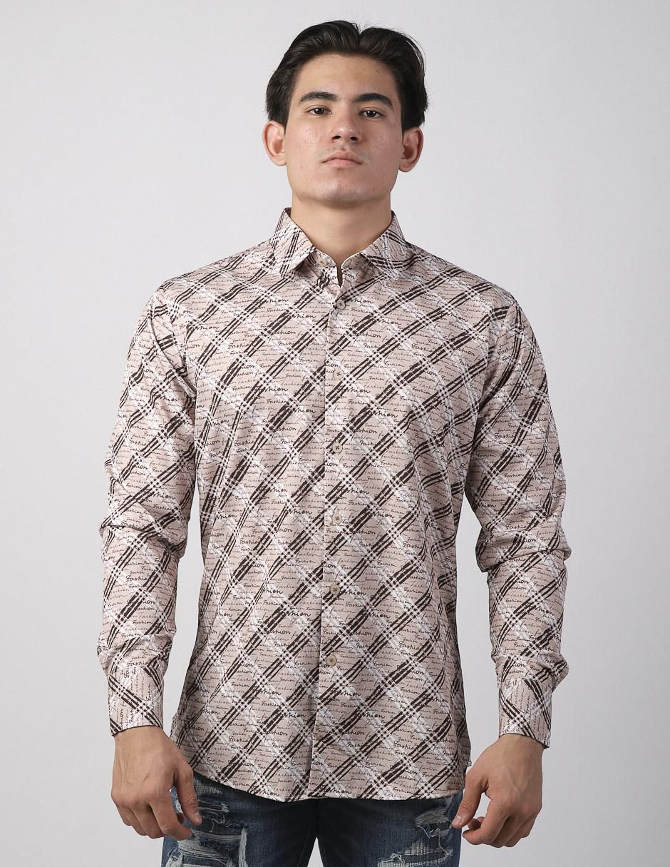 Camisa casual de algodón manga larga para hombre