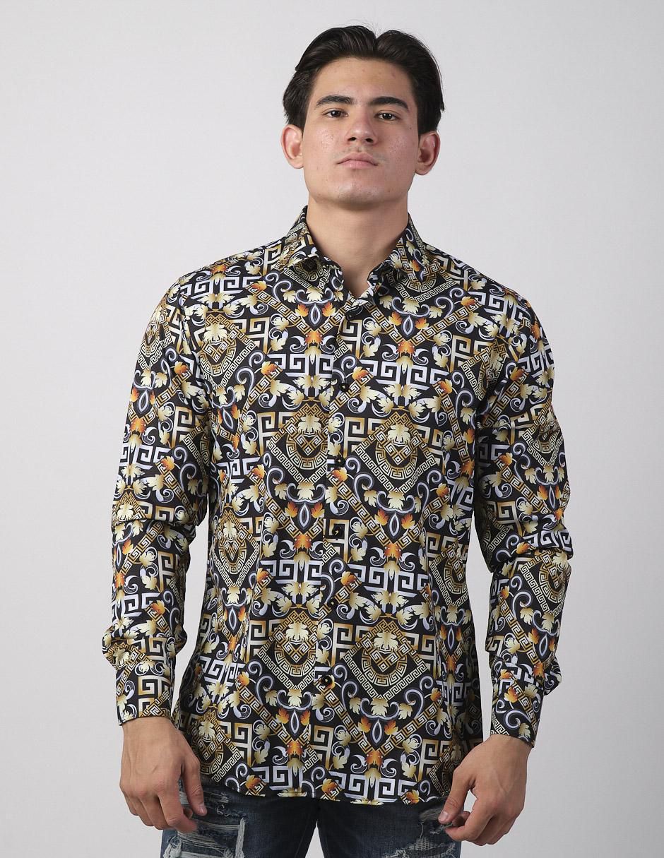 Camisa casual de algodón manga larga para hombre