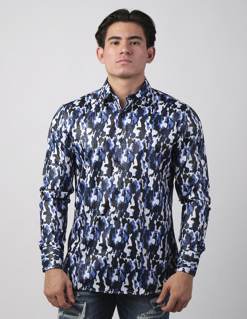 Camisa casual de algodón manga larga para hombre