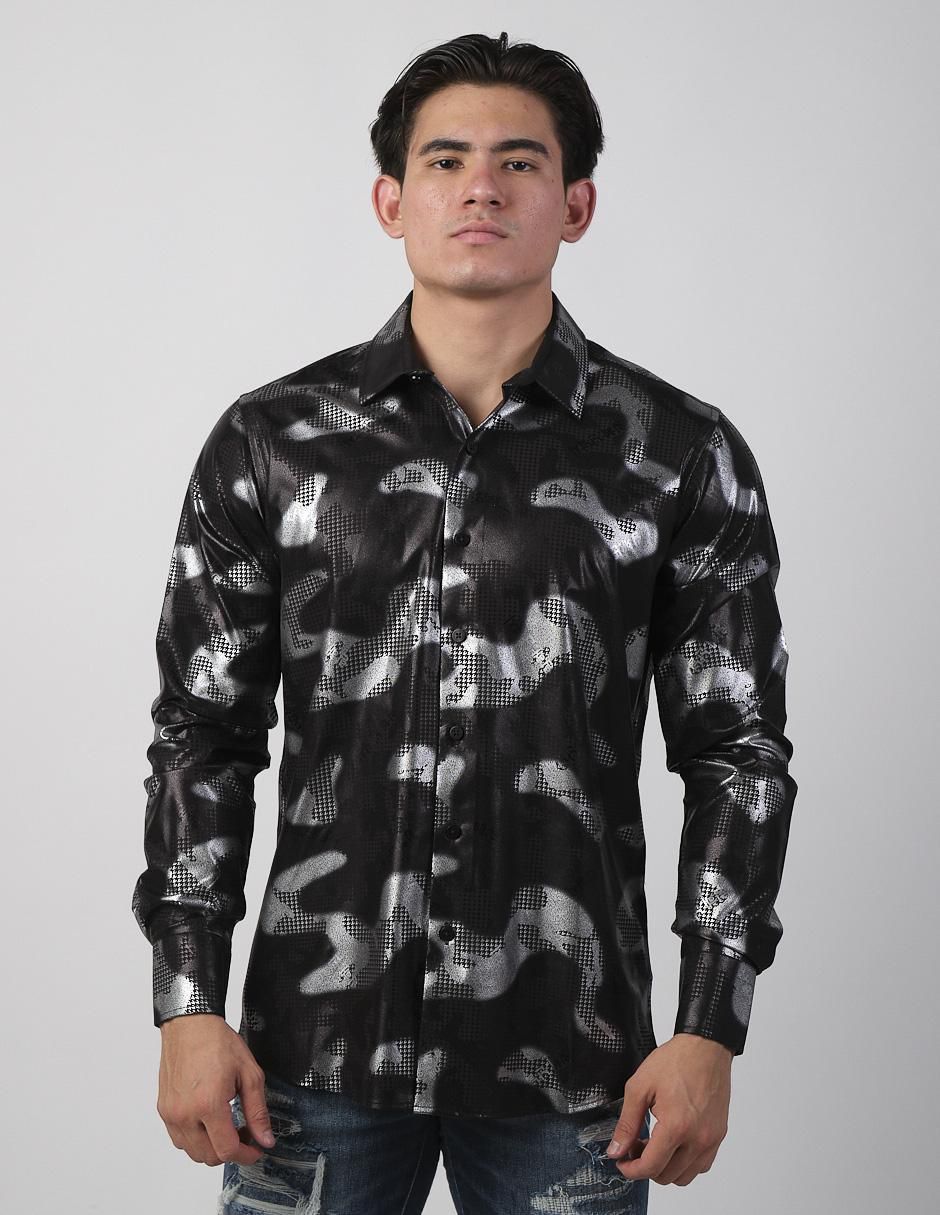 Camisa casual de algodón manga larga para hombre
