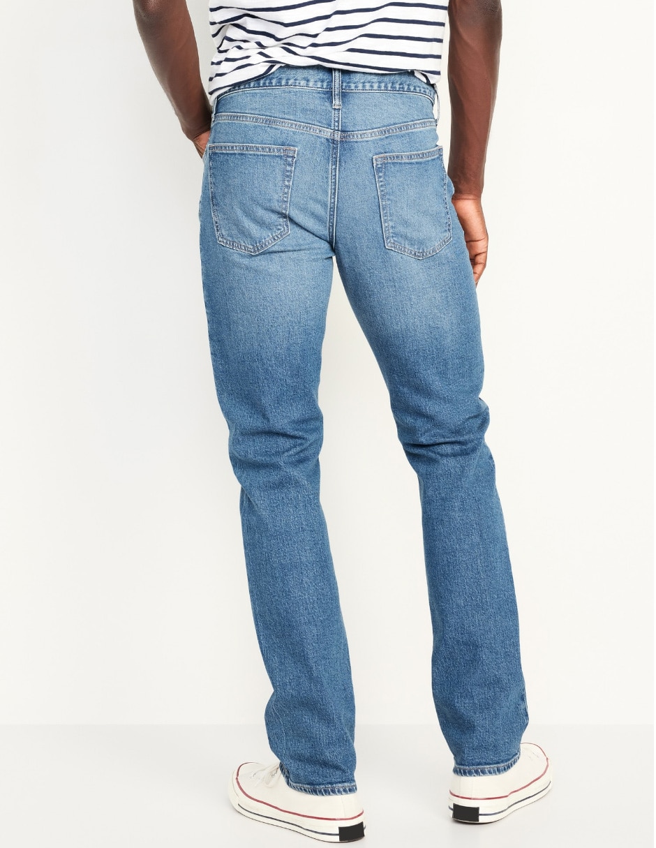 Jeans straight lavado claro para hombre 2