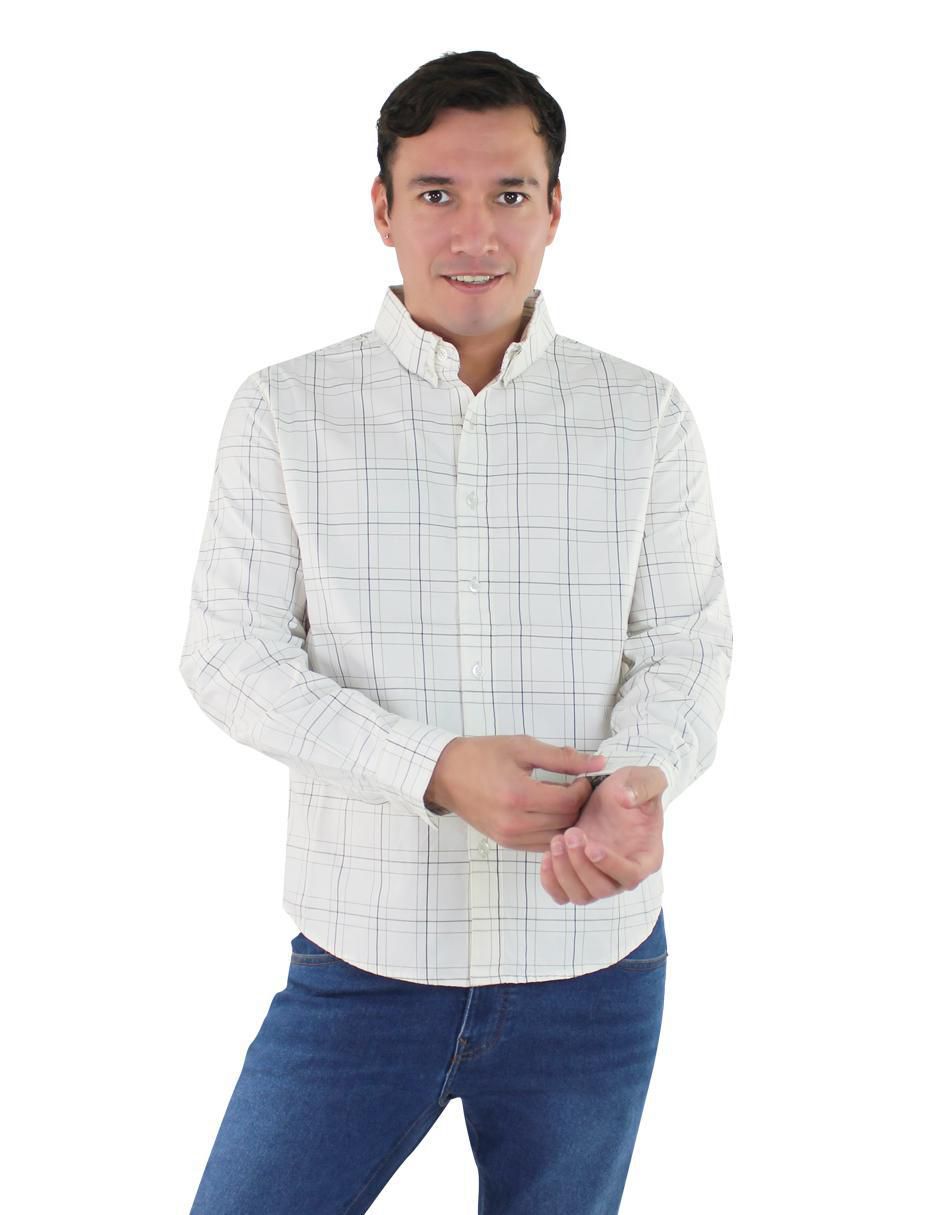 Camisa casual de algodón manga larga para hombre