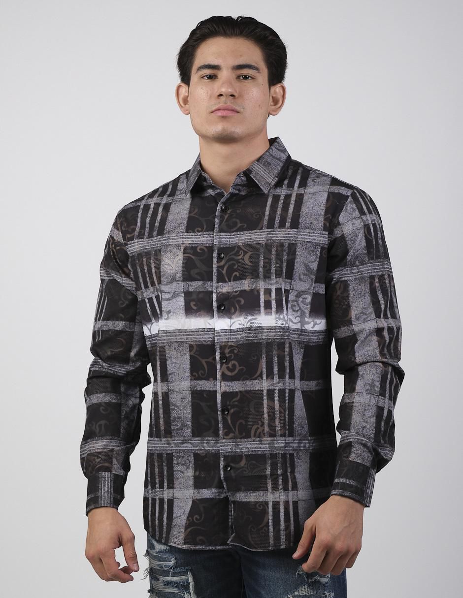 Camisa casual Pavini de algodón manga larga para hombre Suburbia