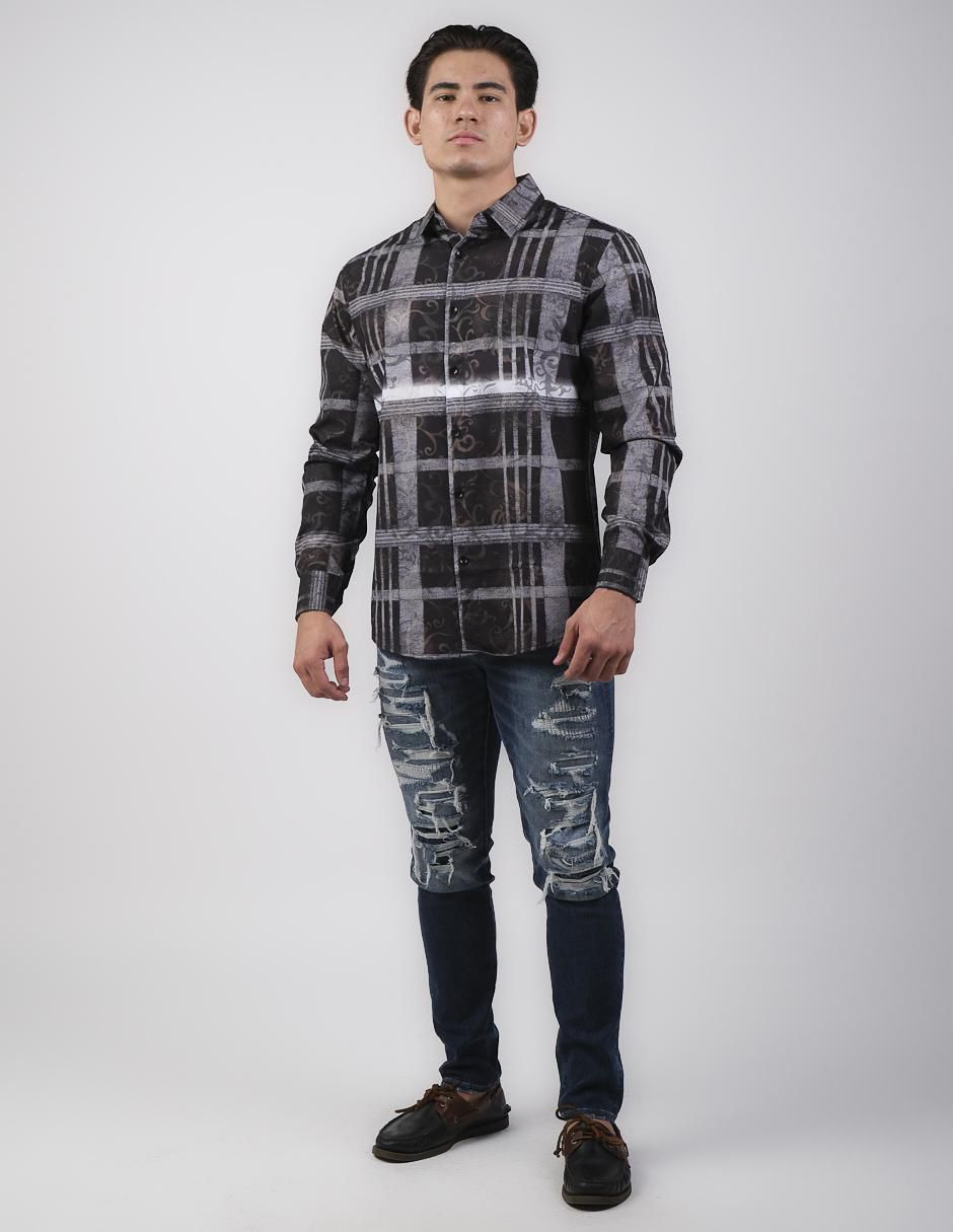 Camisa casual de algodón manga larga para hombre 2