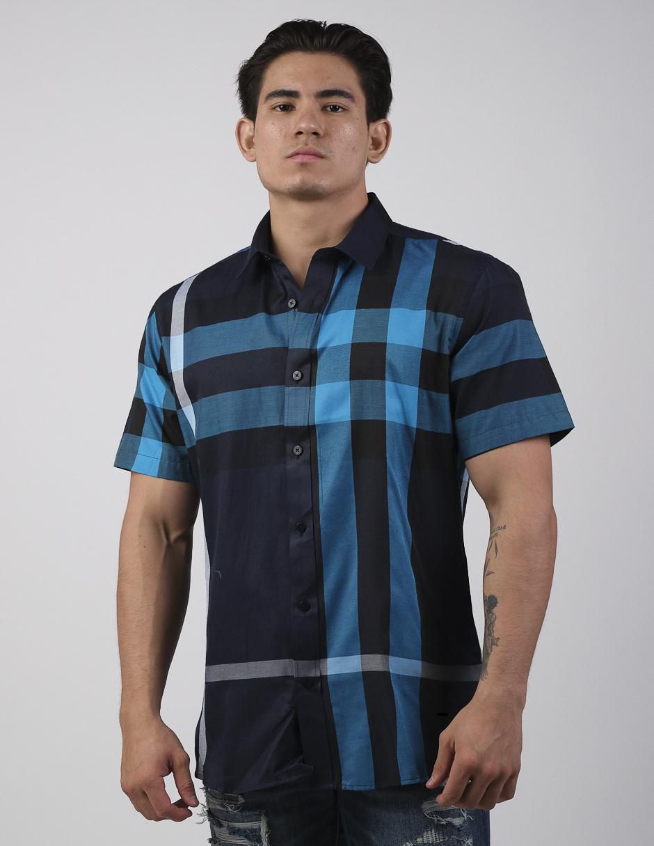 "camisa/sobrecamisa" casual benziny "de" (si aplica) poliéster y algodón "manga" corta "para hombre"