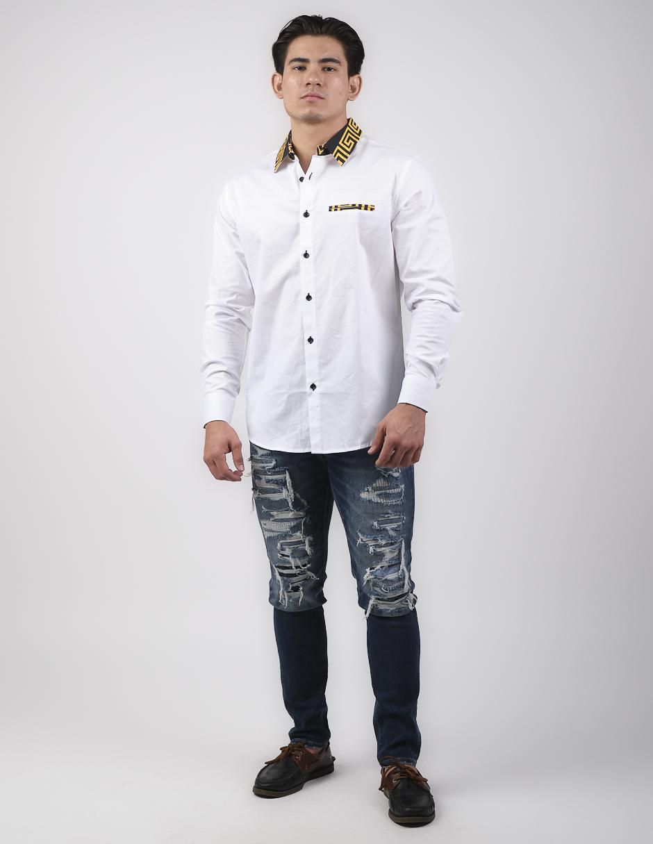 Camisa casual de de algodón manga larga para hombre 3