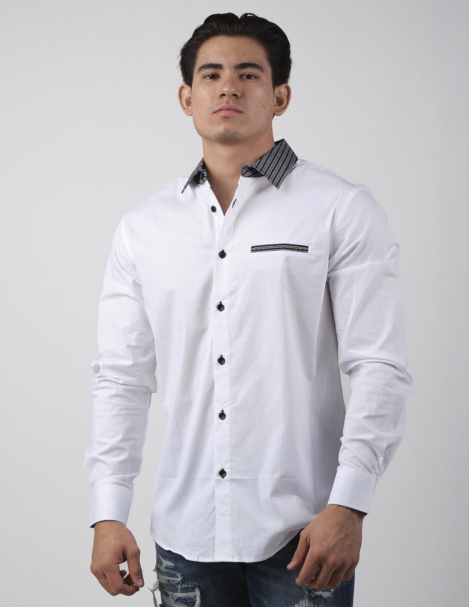 Camisa casual de algodón manga larga para hombre