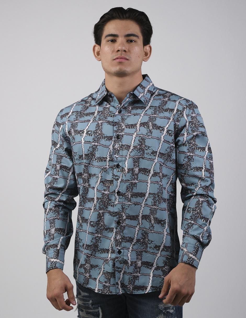 Camisa casual de algodón manga larga para hombre