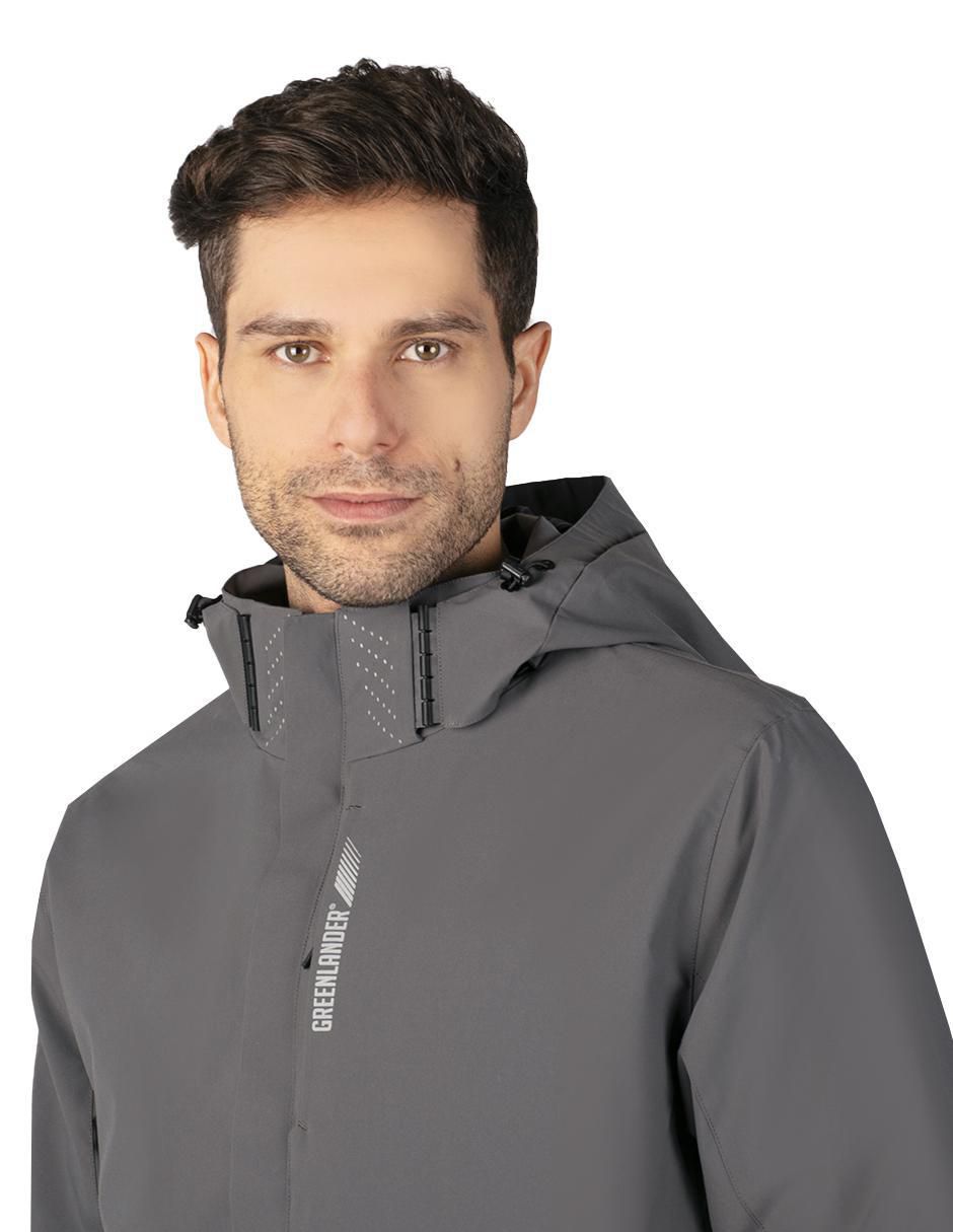 Chamarra casual impermeable capucha desmontable para hombre 3