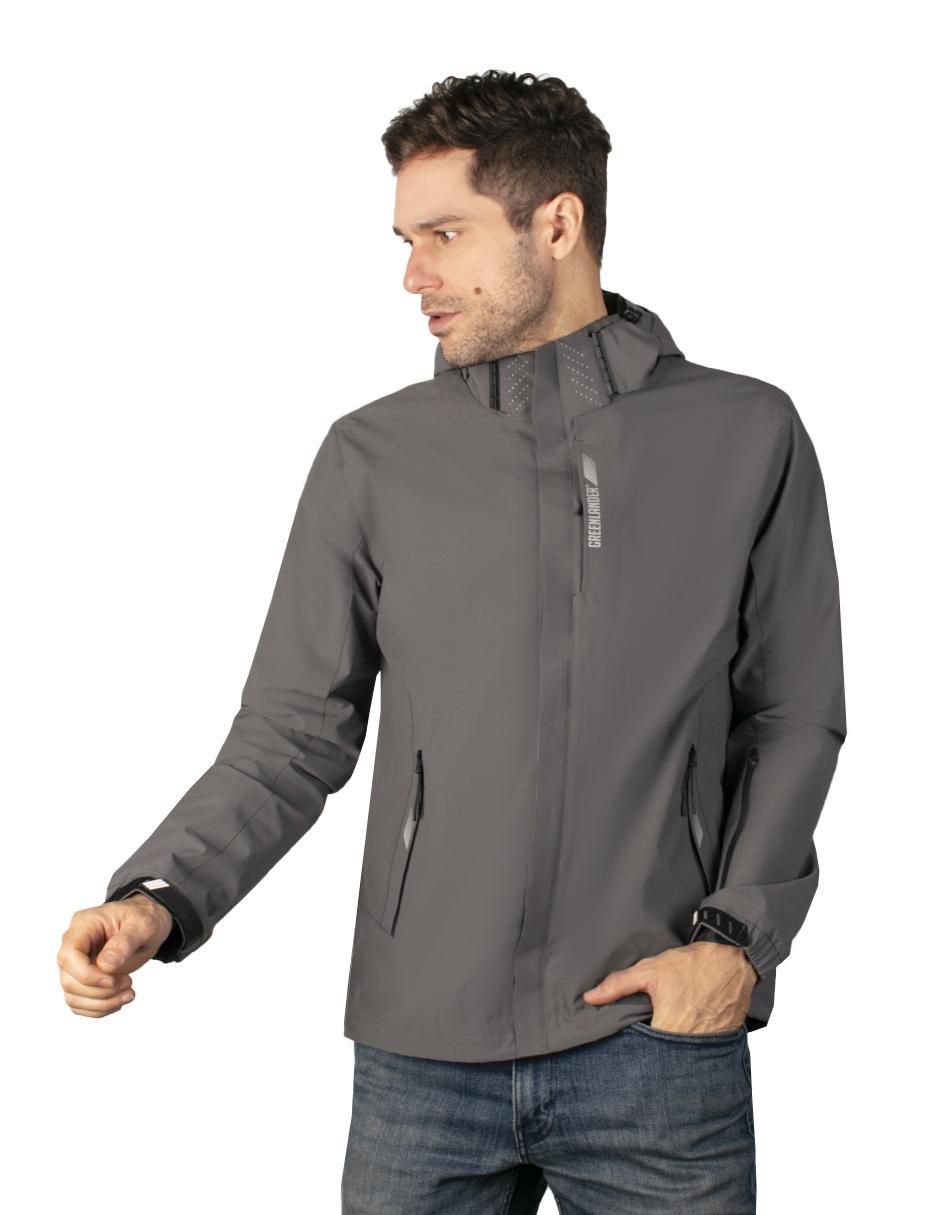 Chamarra casual impermeable capucha desmontable para hombre 4