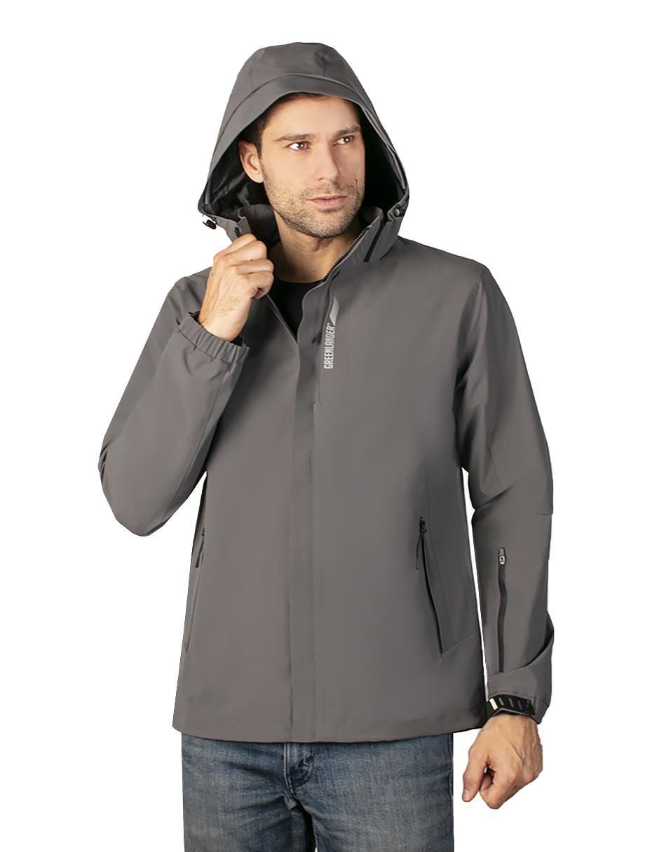 Chamarra casual impermeable capucha desmontable para hombre 5
