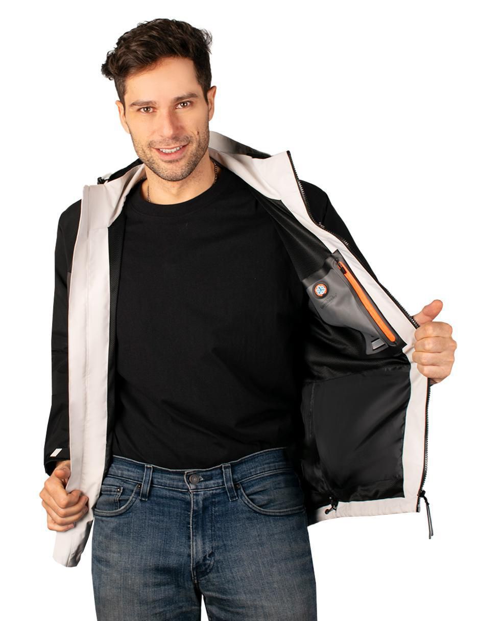 Chamarra casual repelente al agua capucha desmontable para hombre 2