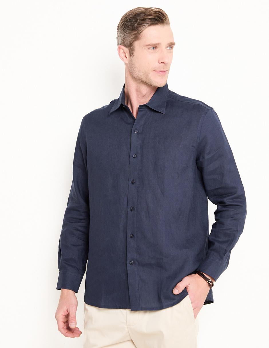 Camisa de vestir Ábito de lino manga larga para hombre Liverpool